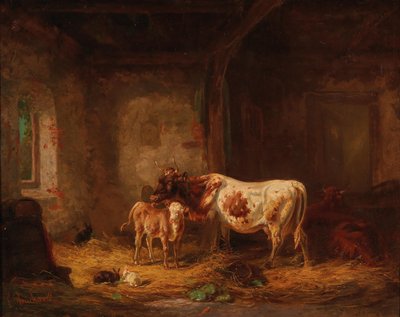 Mucche e conigli nel fienile da Louis Reinhardt